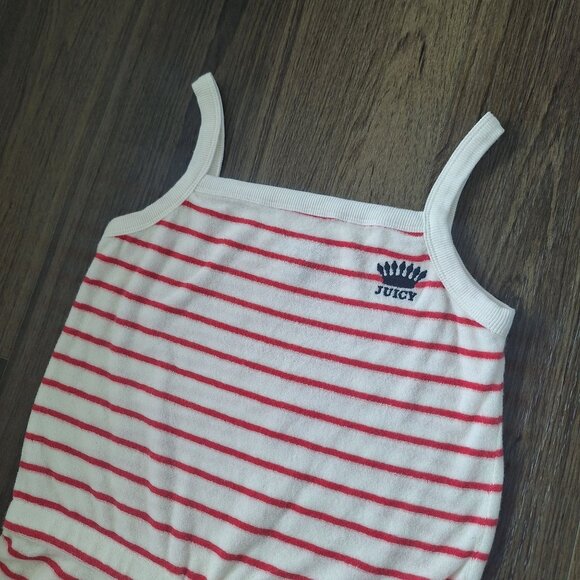 💙 Juicy Couture Girls Soft Romper Size L Girly Striped Beach Summer Fun Outfit - Picture 3 of 8